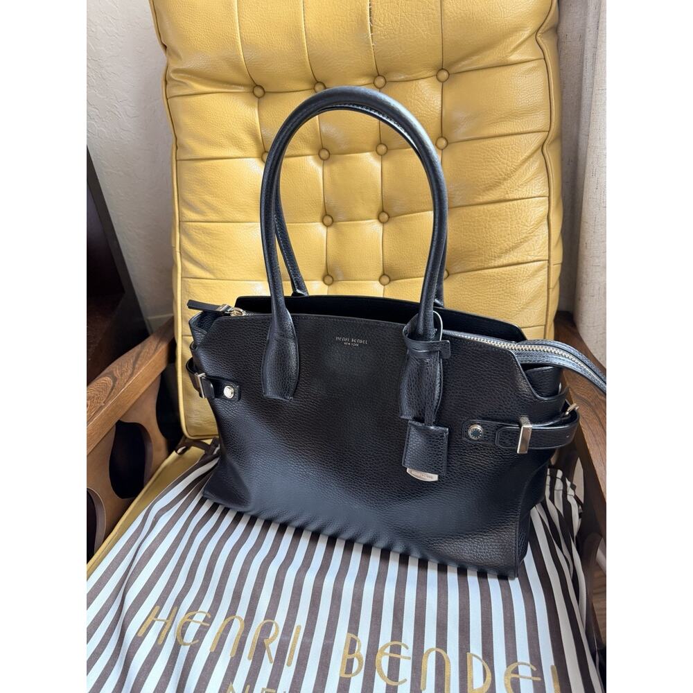 Henri Bendel Black Pebble Leather Tote with Gold Hardware Authentic - Picture 7 of 16